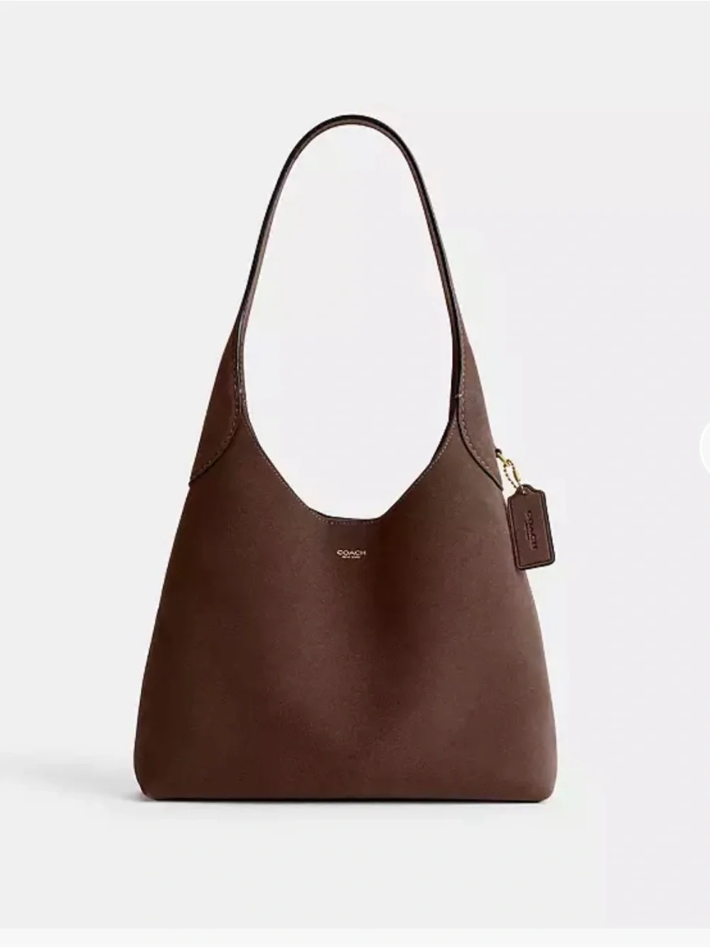 COACH Brooklyn 28Suede Shoulder Bag in Dark Chocolate/ Brass